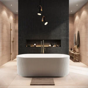 Fluted freestanding bath 1700 x 800